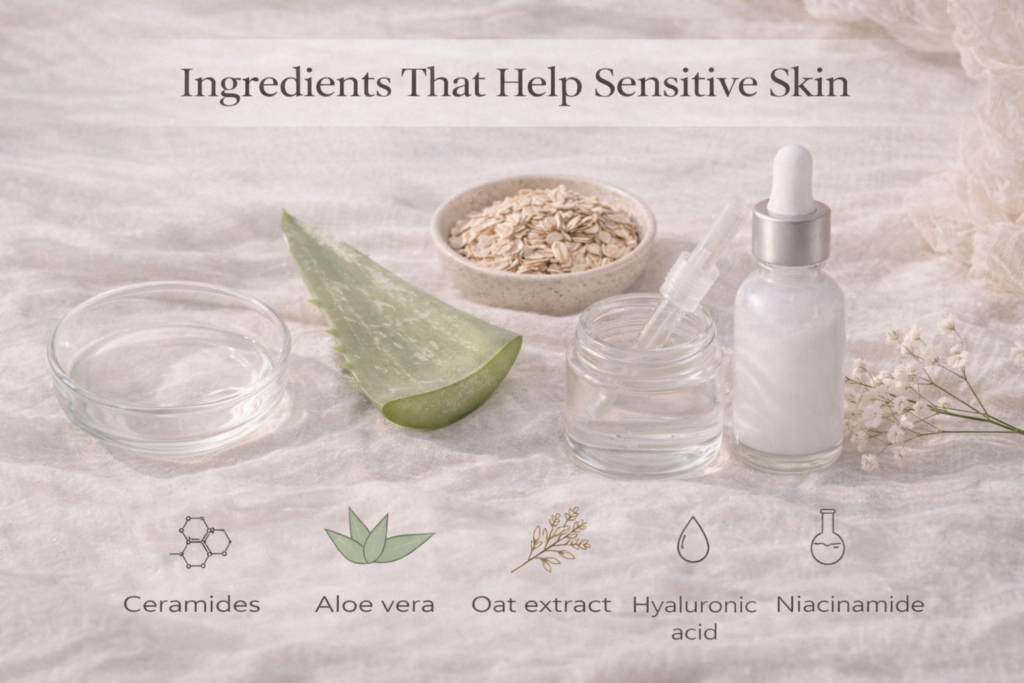 Ingredients that help sensitive skin.